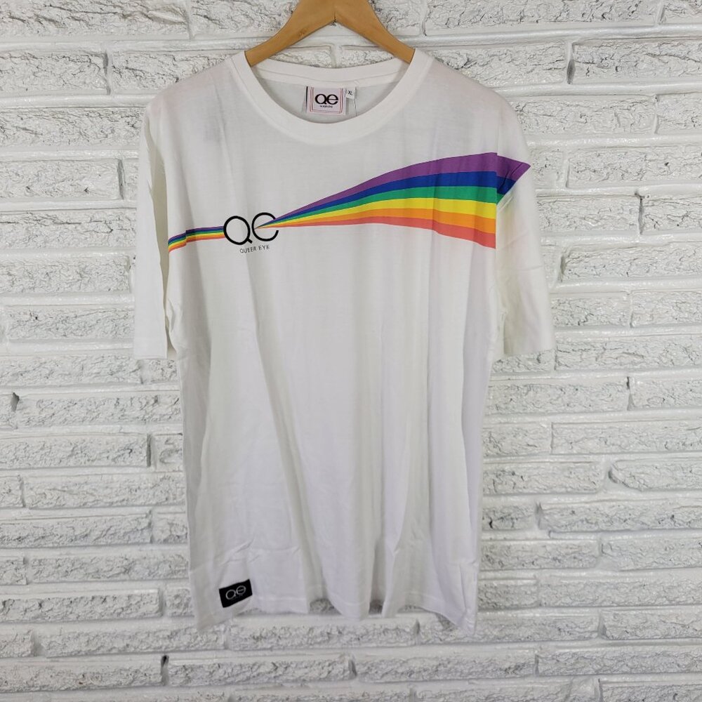 Queer Eye Unisex T-Shirt XL White Rainbow Prism Graphic 100% Cotton WHI27E